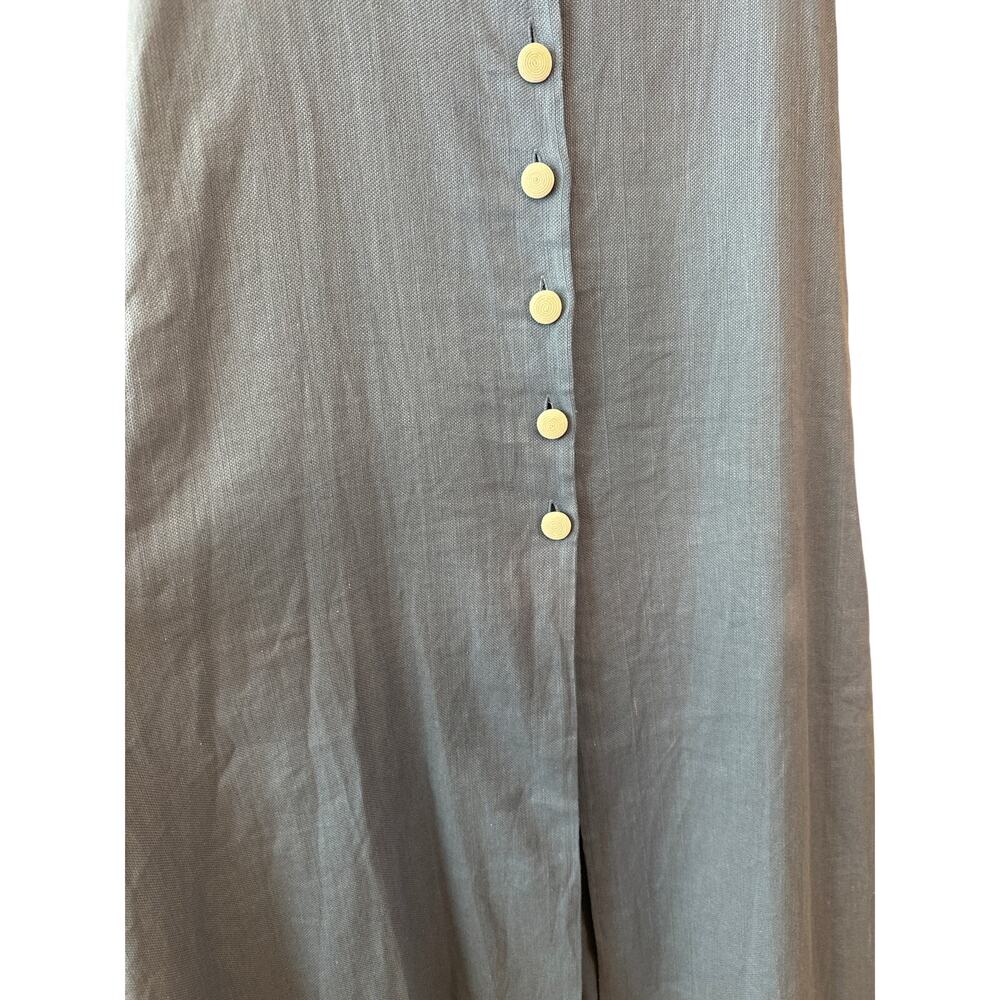 Alexis Jameela Shell Blue Linen Maxi Dress Tie Front Button Size L - Picture 11 of 16